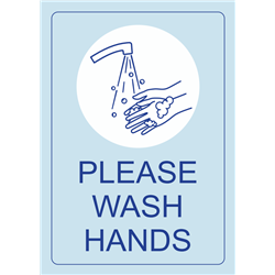 Sign Please Wash Hands A3 Blue On Blue